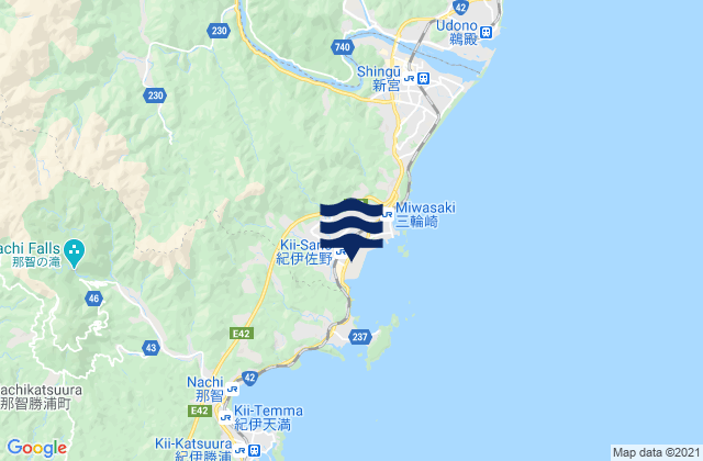 Mappa delle Getijden in Shingū-shi, Japan