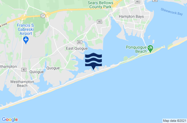 Mappa delle Getijden in Shinnecock Bay, United States
