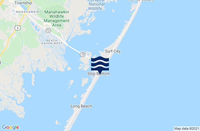 Mappa delle Getijden in Ship Bottom, United States