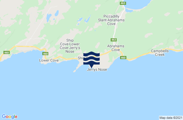 Mappa delle Getijden in Ship Cove, Canada