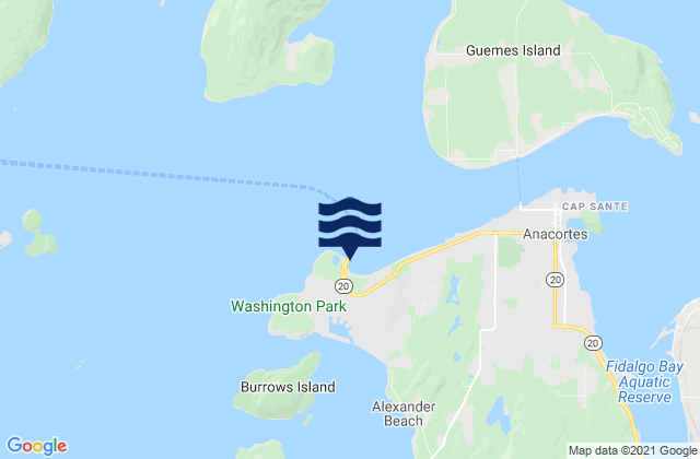 Mappa delle Getijden in Ship Harbor (Fidalgo Island), United States