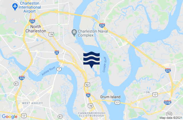 Mappa delle Getijden in Shipyard Creek (0.8 mile above entrance), United States