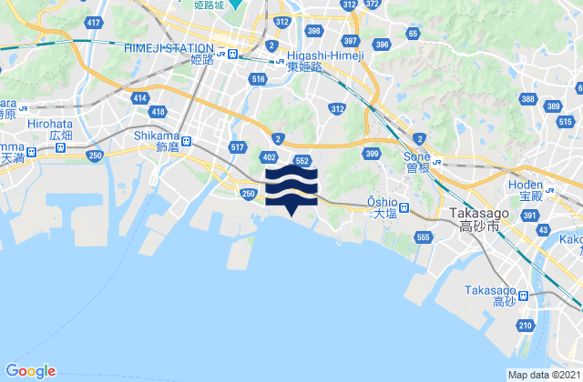 Mappa delle Getijden in Shirahamachō-usazakiminami, Japan