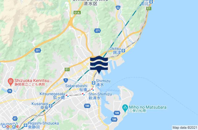 Mappa delle Getijden in Shizuoka-shi, Japan