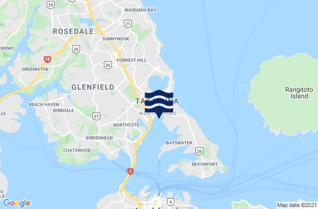Mappa delle Getijden in Shoal Bay, New Zealand