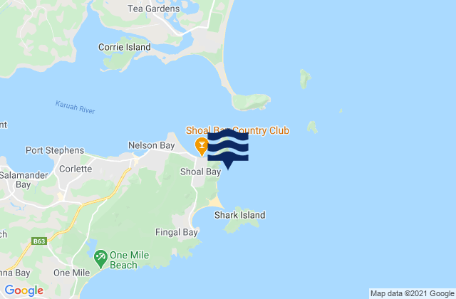 Mappa delle Getijden in Shoal Bay, Australia
