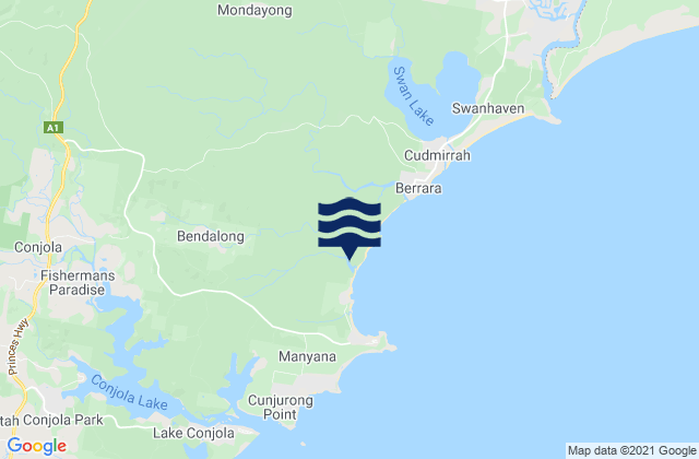 Mappa delle Getijden in Shoalhaven Shire, Australia