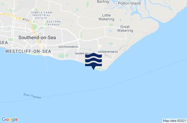 Mappa delle Getijden in Shoebury Common Beach, United Kingdom