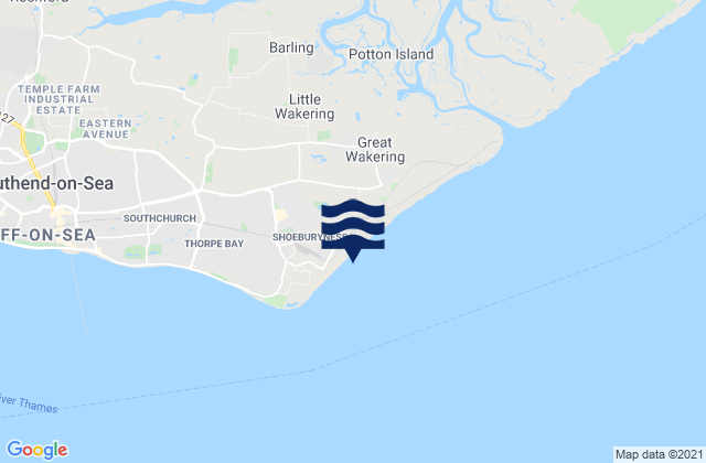 Mappa delle Getijden in Shoebury East Beach, United Kingdom