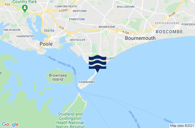 Mappa delle Getijden in Shore Road Beach, United Kingdom
