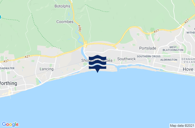 Mappa delle Getijden in Shoreham Beach, United Kingdom
