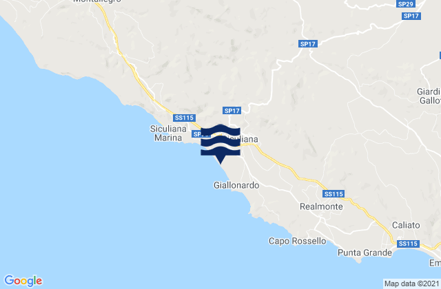 Mappa delle Getijden in Siculiana, Italy