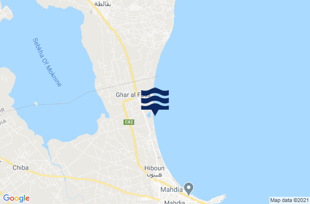 Mappa delle Getijden in Sidi Ben Nour, Tunisia