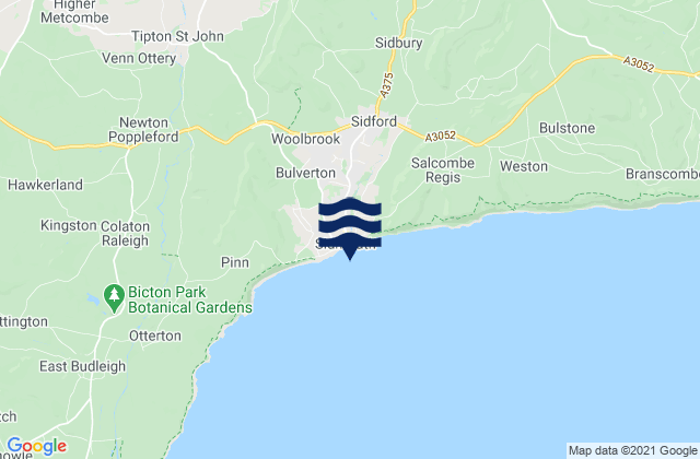 Mappa delle Getijden in Sidmouth (Lyme Bay), United Kingdom