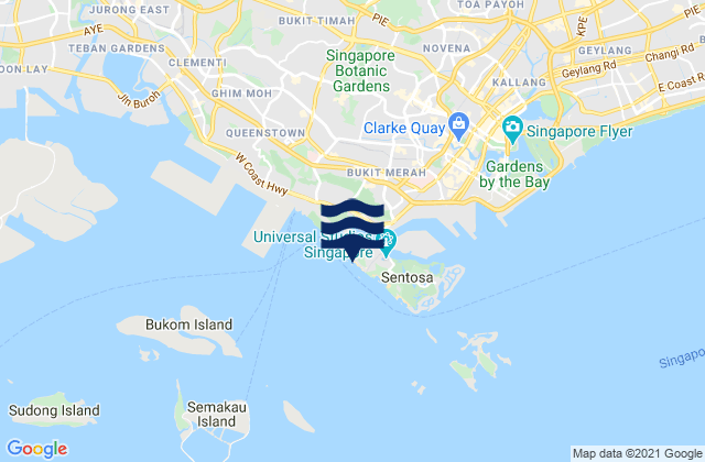 Mappa delle Getijden in Siloso Beach, Singapore