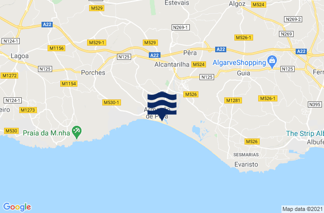 Mappa delle Getijden in Silves, Portugal