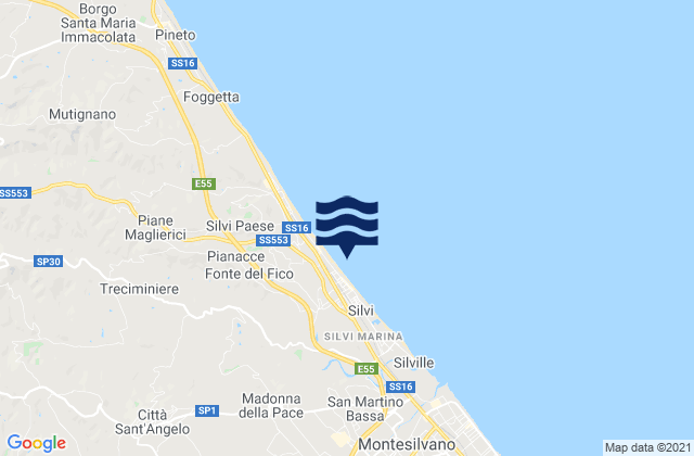 Mappa delle Getijden in Silvi, Italy