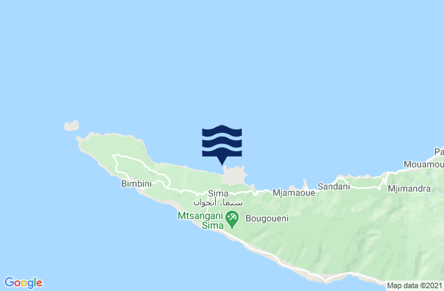 Mappa delle Getijden in Sima, Comoros