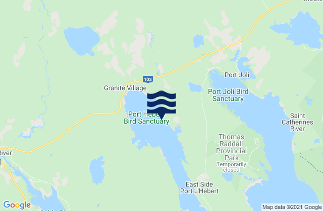 Mappa delle Getijden in Sinclair Island, Canada