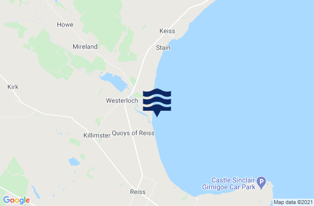 Mappa delle Getijden in Sinclairs Bay - Beach, United Kingdom