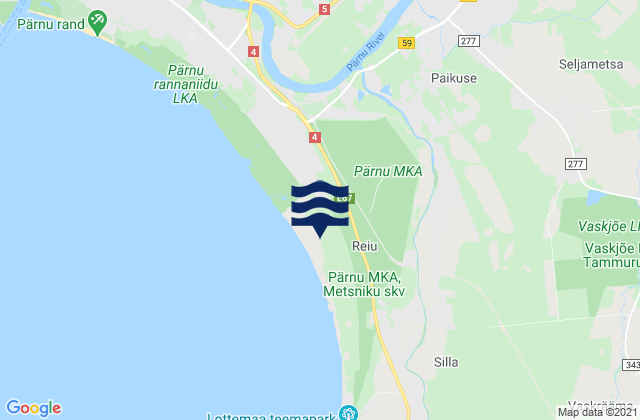 Mappa delle Getijden in Sindi, Estonia