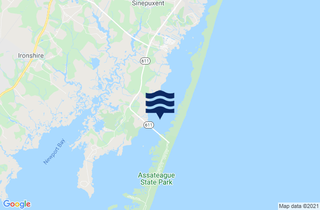 Mappa delle Getijden in Sinepuxent Bay, United States