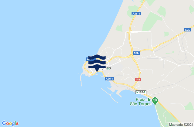 Mappa delle Getijden in Sines, Portugal
