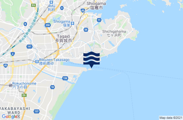 Mappa delle Getijden in Siogama-Sendai, Japan