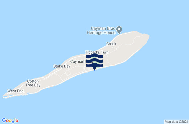 Mappa delle Getijden in Sister Island, Cayman Islands