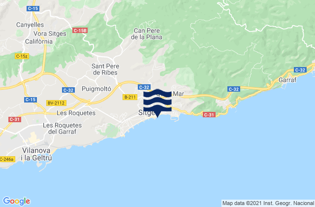 Mappa delle Getijden in Sitges, Spain