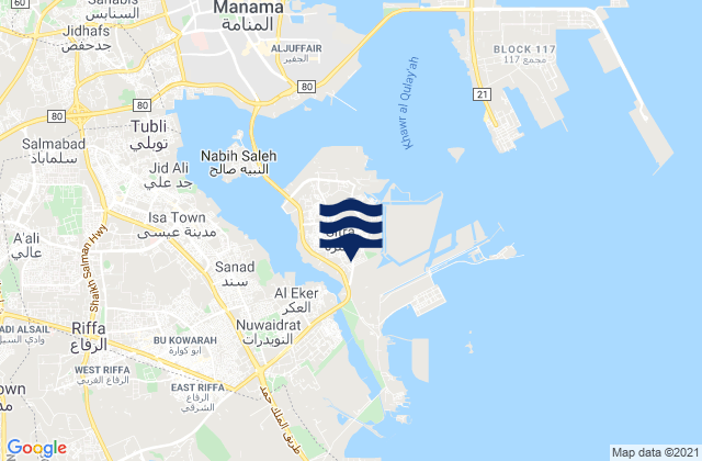 Mappa delle Getijden in Sitrah, Bahrain