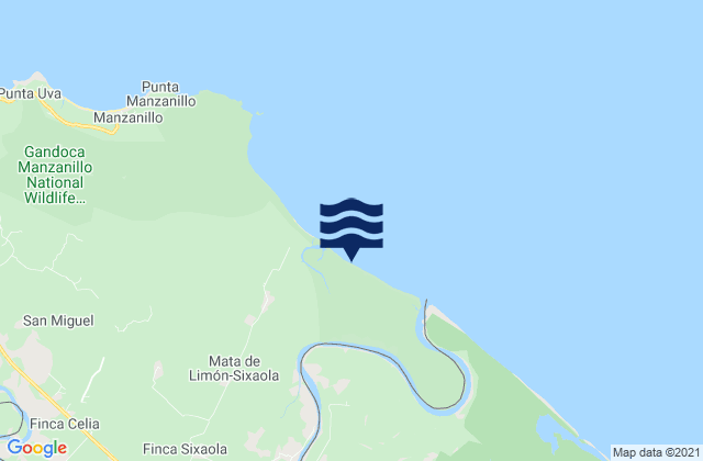 Mappa delle Getijden in Sixaola, Costa Rica