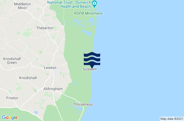 Mappa delle Getijden in Sizewell Beach, United Kingdom