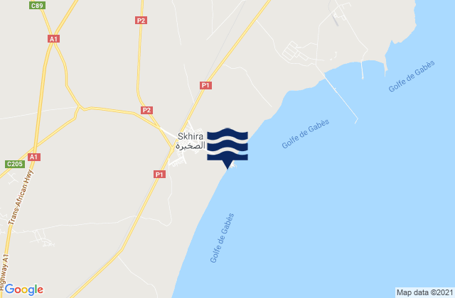 Mappa delle Getijden in Skhira, Tunisia