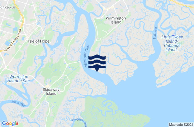 Mappa delle Getijden in Skidaway Island N End Wilmington River, United States