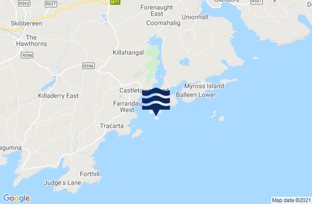Mappa delle Getijden in Skiddy Island, Ireland