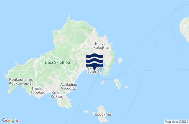 Mappa delle Getijden in Skiáthos, Greece
