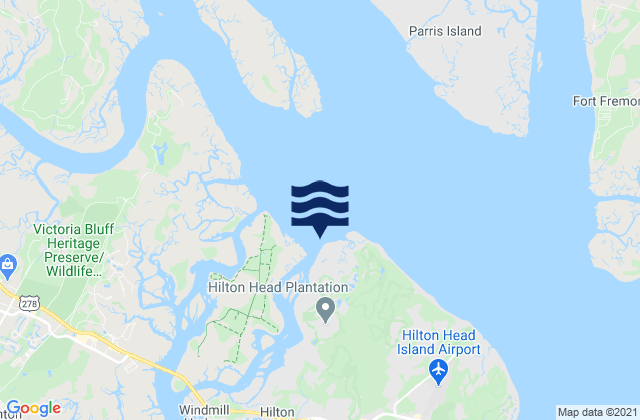 Mappa delle Getijden in Skull Creek (North Entrance Hilton Head Island), United States