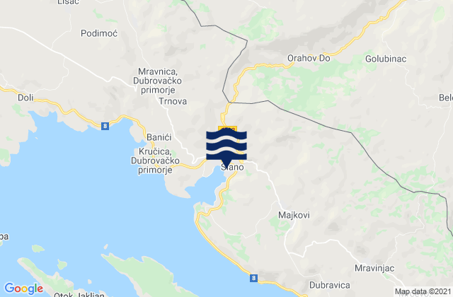 Mappa delle Getijden in Slano, Croatia
