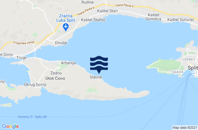Mappa delle Getijden in Slatine, Croatia