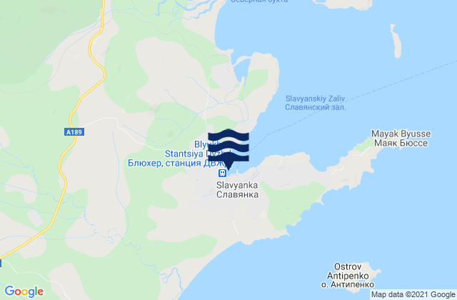 Mappa delle Getijden in Slavyanski Bay, Russia