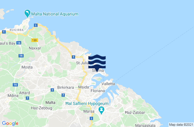 Mappa delle Getijden in Sliema, Malta