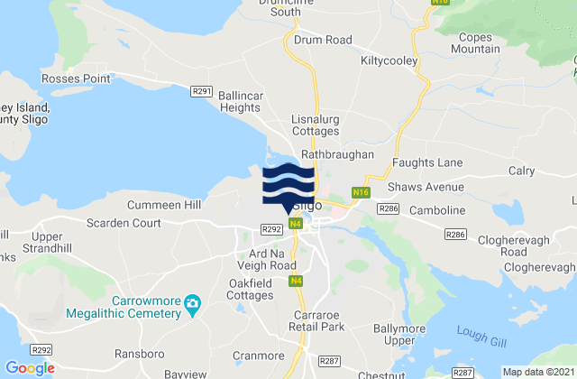 Mappa delle Getijden in Sligo, Ireland