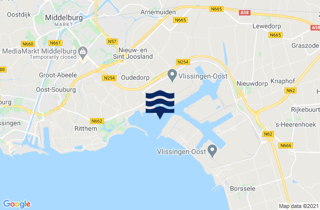 Mappa delle Getijden in Sloehaven, Netherlands