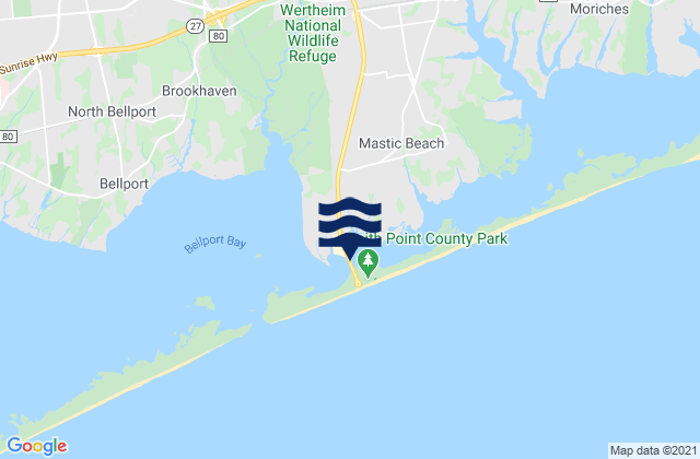 Mappa delle Getijden in Smith Point Bridge (Narrow Bay), United States