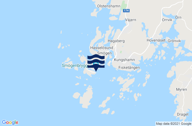 Mappa delle Getijden in Smögen, Sweden