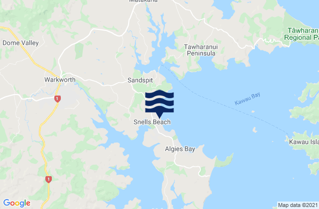 Mappa delle Getijden in Snells Beach Auckland, New Zealand
