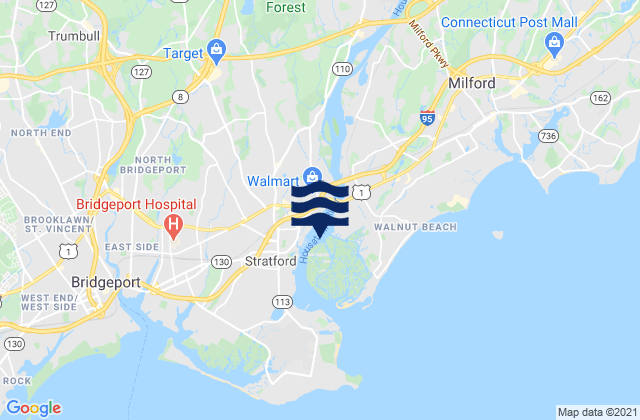 Mappa delle Getijden in Sniffens Point (Stratford), United States