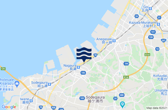 Mappa delle Getijden in Sodegaura-shi, Japan
