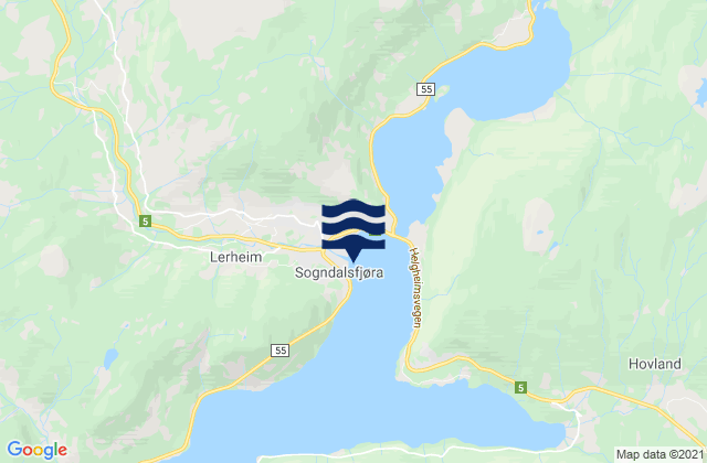 Mappa delle Getijden in Sogndal, Norway